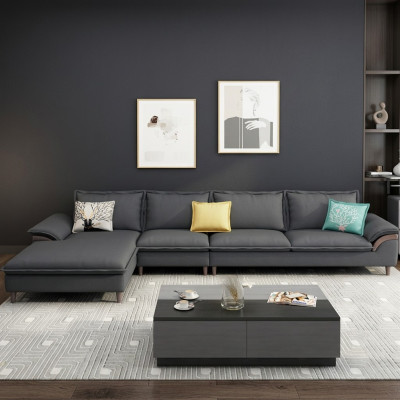 Coin salon de luxe en textile Canapé d'angle en L forme Moderne Relax Siège Meubles Paysage de vie角