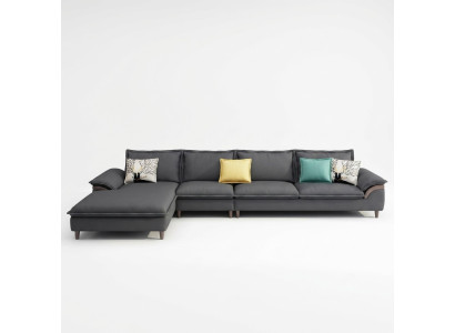 Coin salon de luxe en textile Canapé d'angle en L forme Moderne Relax Siège Meubles Paysage de vie角