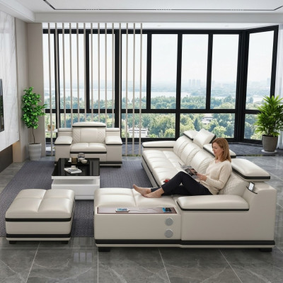 Mobilier Paysage de vie Suite de luxe en coin Canapé d'angle Rembourrage Canapés Canapé Se détendre Forme en L