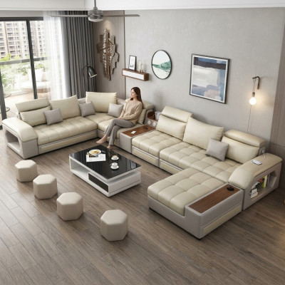 Canapé d'angle en U Siège Mobilier Paysage vivant Luxe Rembourrage Moderne Détente Canapé Sofa