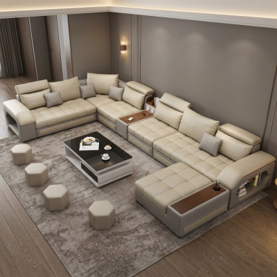 Canapé d'angle en U Siège Mobilier Paysage vivant Luxe Rembourrage Moderne Détente Canapé Sofa