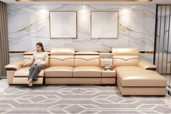 Canapé d'angle en L Rembourrage Moderne Siège Relax Mobilier Paysage Vivant Coin de Luxe