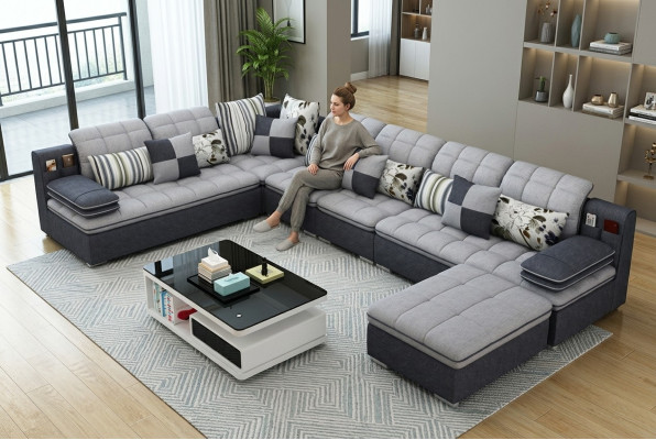 Mobilier Paysage de vie Canapé d'angle de luxe en forme de U Canapés rembourrage Relaxe Canapé Siège en textile
