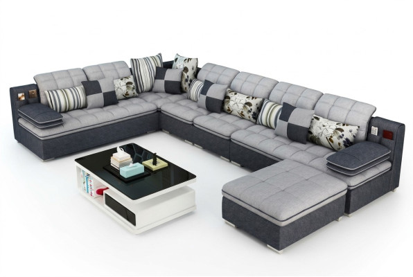Mobilier Paysage de vie Canapé d'angle de luxe en forme de U Canapés rembourrage Relaxe Canapé Siège en textile