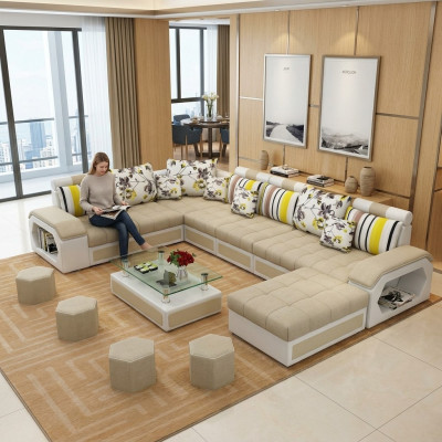 Canapé Mobilier Paysage de vie Canapés de luxe Canapé d'angle Forme en U Rembourrage Moderne Canapés de détente