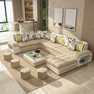 Canapé Mobilier Paysage de vie Canapés de luxe Canapé d'angle Forme en U Rembourrage Moderne Canapés de détente