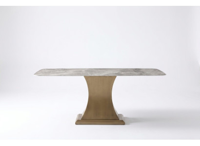 Table à manger de luxe en acier inoxydable colonne de meubles de tables en acier inoxydable en marbre.