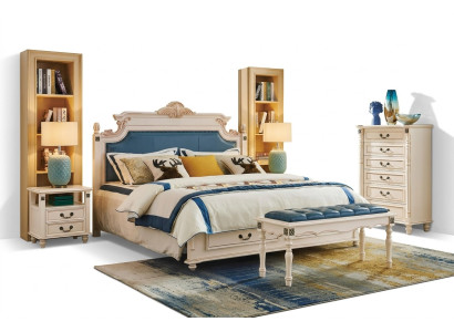 Conception de rembourrage de lit Luxe. Nouveaux lits d'hôtel doubles de design bois baroque pour chambre.