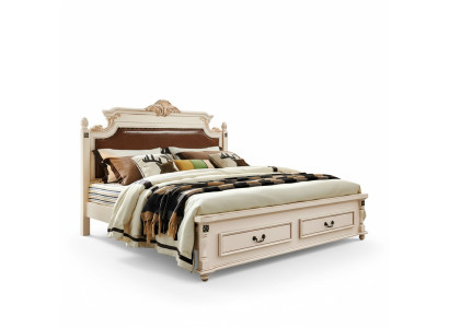Conception de rembourrage de lit de luxe lits doubles d'hôtel Chambre Baroque Mobilier en bois nouveau
