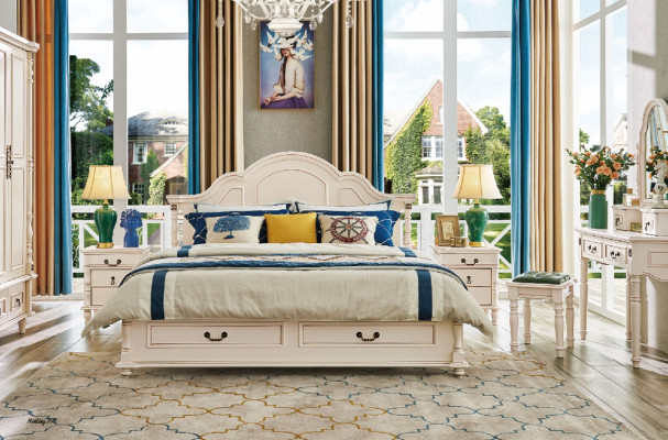 Set de chambre à coucher Lit Table de chevet Armoire Chaise Coiffeuse Design 6 pièces