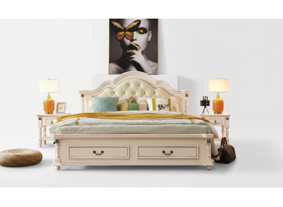 Lit en bois Design de lit Lit de luxe double Lits d'hôtel Chambre à coucher 180x200 cm Bois