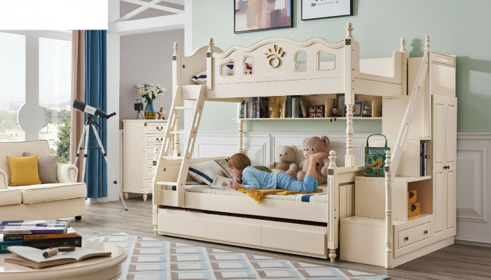 Lit superposé Lit Double Pont Lit mezzanine Lits pour enfants Bois Mobilier Classique Chambre