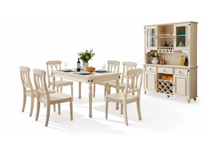Salle à manger Table à manger 6 x chaises Ensemble Ess Bois Table de cuisine Groupe de 7 pièces. nouveau