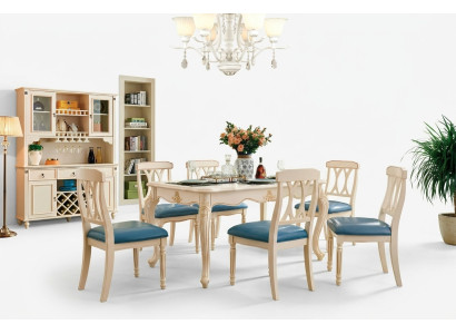 Salle à manger Table à manger 6 x Chaises Ensemble Ess Bois Groupe de cuisine Buffet Mobilier neuf 7 pièces.
