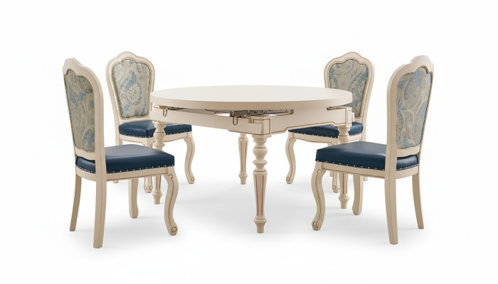 Table ronde de style baroque Table classique de salle à manger Tables de meubles Tables en bois Mobilier neuf