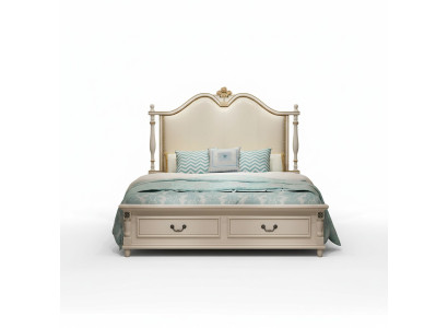 Conception de la literie de lit de luxe pour double lit d'hôtel, mobilier en bois baroque royal nouveau.