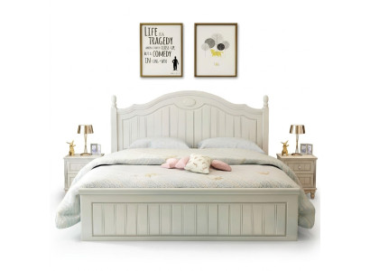 Lit de style maison de campagne Lits en bois double de luxe Conception de mobilier de chambre en bois Lit en bois
