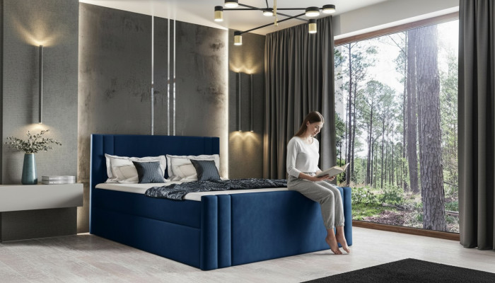 Lit Chambre Lits Rembourrage Conception Double Luxe 180x200 Boxspring neuf