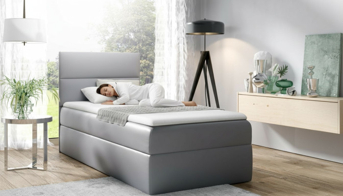 Lit pour jeunes de 90 cm. Design de chambre d'hôtel moderne. Lit cadre de lit sommier à ressorts.