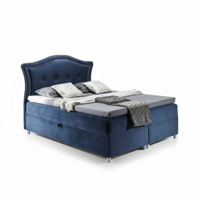 Lit double de luxe en tissu moderne pour la chambre d'hôtel : lit tapissier à ressorts.