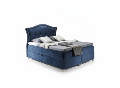 Lit double de luxe en tissu moderne pour la chambre d'hôtel : lit tapissier à ressorts.