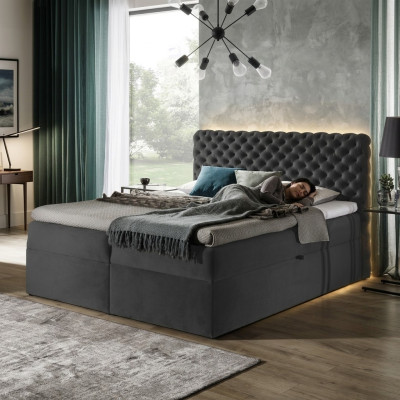 Chesterfield boîte de lit à ressorts Chambre Meubles Lits king size velours hôtel neuf