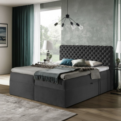 Chesterfield boîte de lit à ressorts Chambre Meubles Lits king size velours hôtel neuf