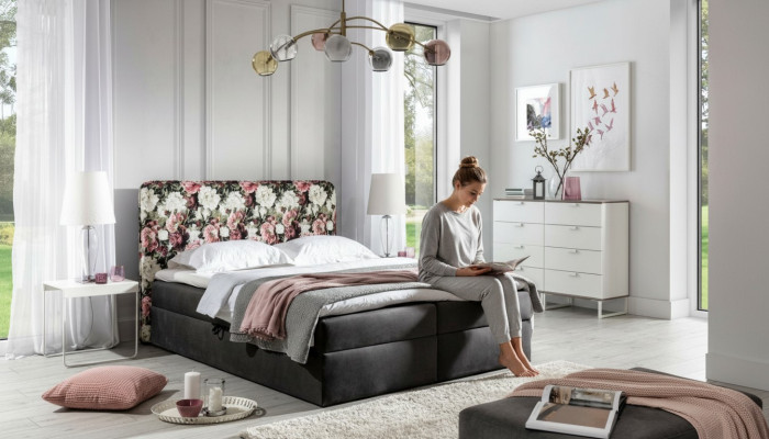 Lits Lit Box Printemps Conception Textile Double Moderne Chambre d'hôtel Fleurs