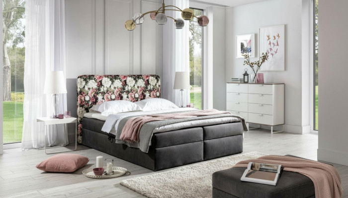 Lits Lit Box Printemps Conception Textile Double Moderne Chambre d'hôtel Fleurs