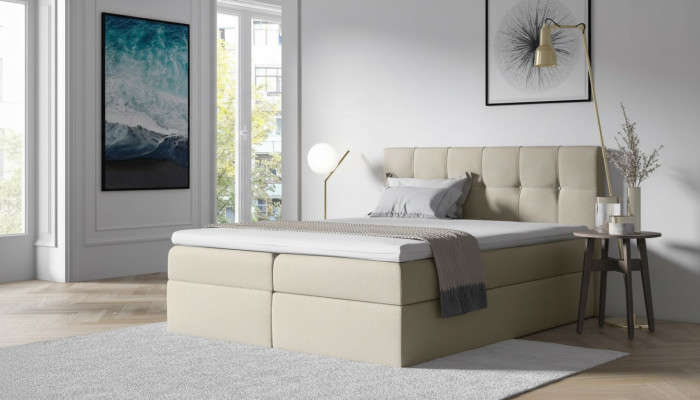 Lit Box Spring en tissu Design textile Chambre d'hôtel Double Lit moderne Lits