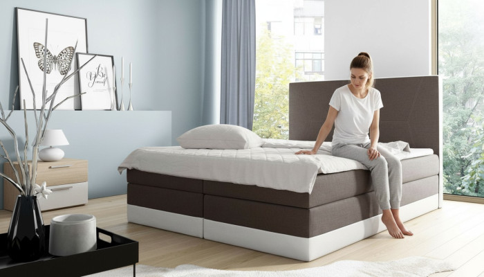 Lit double Hôtel moderne chambre à coucher lits 160x200 Lit design lit à ressorts box nouveau