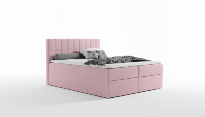 Lit à sommier tapissier design en tissu rose lit double moderne d'hôtel avec sommier