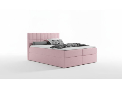 Lit à sommier tapissier design en tissu rose lit double moderne d'hôtel avec sommier