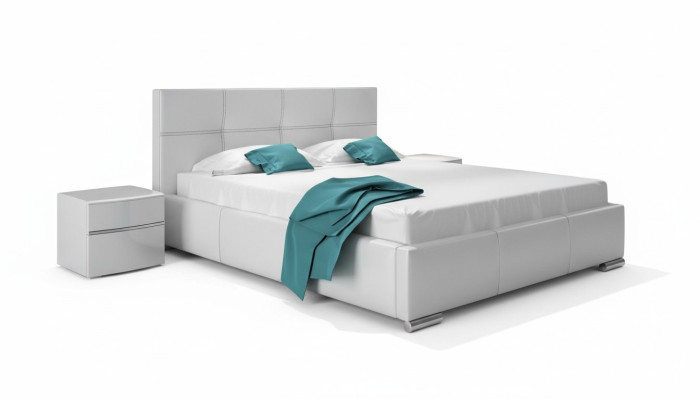 Cadre de lit Design Lit Double Hôtel Moderne Lit Chambre Lits Blanc neuf