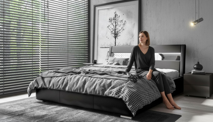 Cadre de lit Conception de lit en bois Double Hôtel Lit Moderne Lits de Chambre Mobilier de Lit