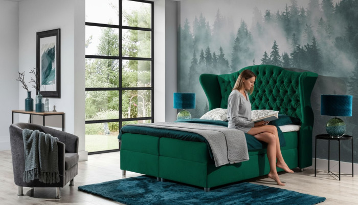 Chesterfield Box Spring Beds Hotel Bed Bedroom Velvet Velvet Luxury Furniture   Lits sommiers à ressorts Chesterfield Lit d'hôtel Chambre à coucher Velours Velours Mobilier de luxe