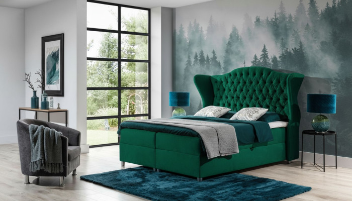 Chesterfield Box Spring Beds Hotel Bed Bedroom Velvet Velvet Luxury Furniture   Lits sommiers à ressorts Chesterfield Lit d'hôtel Chambre à coucher Velours Velours Mobilier de luxe