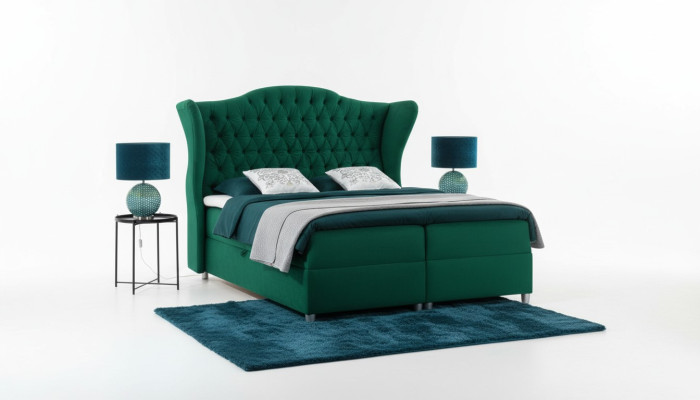 Chesterfield Box Spring Beds Hotel Bed Bedroom Velvet Velvet Luxury Furniture   Lits sommiers à ressorts Chesterfield Lit d'hôtel Chambre à coucher Velours Velours Mobilier de luxe