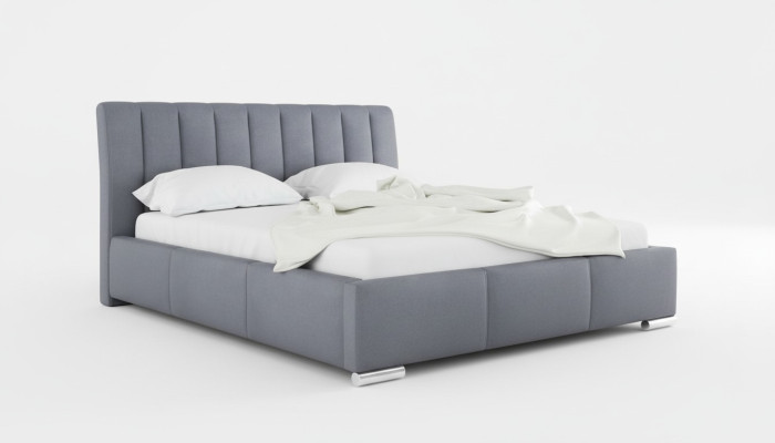 Lit Lit double Mobilier Cadre de lit Tissu 160x200 Textile Lit rembourré Gris Lits