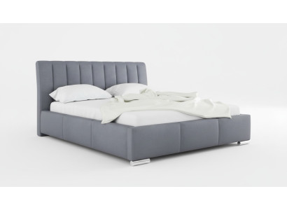 Lit Lit double Mobilier Cadre de lit Tissu 160x200 Textile Lit rembourré Gris Lits