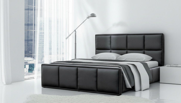 Lit double Structure de lit Meubles de lit Lit rembourré Lits Polyester Moderne Noir