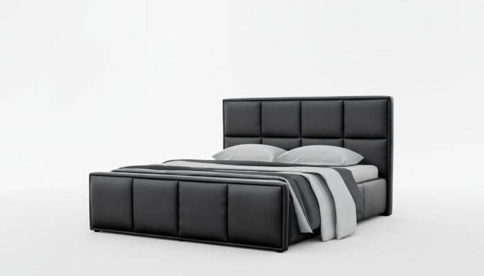 Lit double Structure de lit Meubles de lit Lit rembourré Lits Polyester Moderne Noir