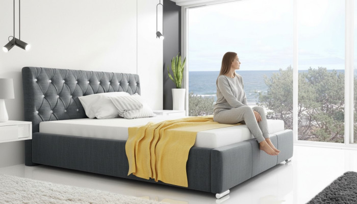 Cadre de lit Lit Lit double Lit double Cadre de lit Lit rembourré Lits 200x200 Gris