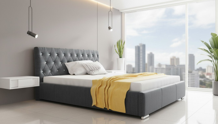 Cadre de lit Lit Lit double Lit double Cadre de lit Lit rembourré Lits 200x200 Gris