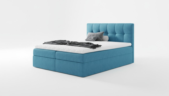 Lit de mariages Lit Box Spring Bed Lit double Moderne Chambre bleue Lits 160x200