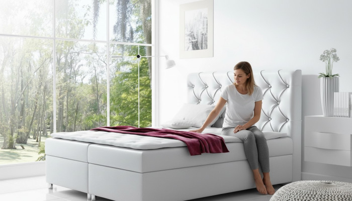 Lit Chesterfield Lit Box Spring Moderne Lit Double Lit Lit rembourré Lits 200x200 neufs