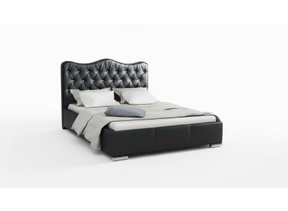 Cadre de lit Lits Lit de mariage Lit moderne Lit en similicuir Lit rembourré Lit double Noir