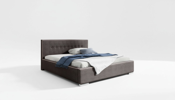 Structure de lit Lit double Lit Lit de mariage Lits Lit rembourré Chambre Gris nouveau