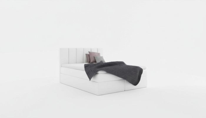 Boîte de lit Lit double Lit avec sommier Lit matrimonial Lits Lit rembourré Blanc nouveau