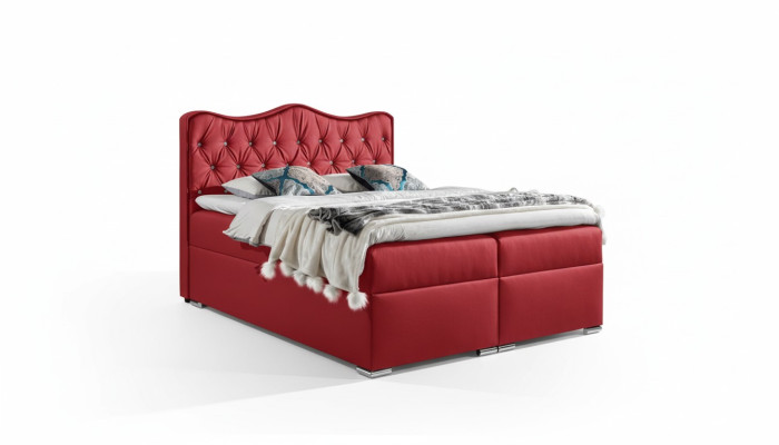 Lit double Lit Sommier à ressorts avec sommier Lit conjugal Lits Lit rembourré Neuf rouge